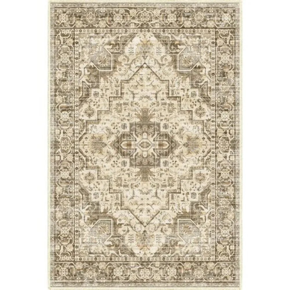 New 2x3 Washable Area Rug, Brown Vintage Floral Non-Slip Mat for Entry & Home